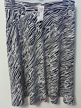 Rickis Black White Zebra Animal Print Midi Flared Skirt Size Medium M